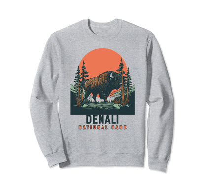 Denali National Park Bison Sweatshirt - Fun Novelty Design for Adults - T-Shirt, Sweatshirt, Hoodie