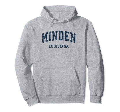 Minden Louisiana La Varsity Sports Navy Hoodie - Trendy Graphic Unisex - T-Shirt, Sweatshirt, Hoodie