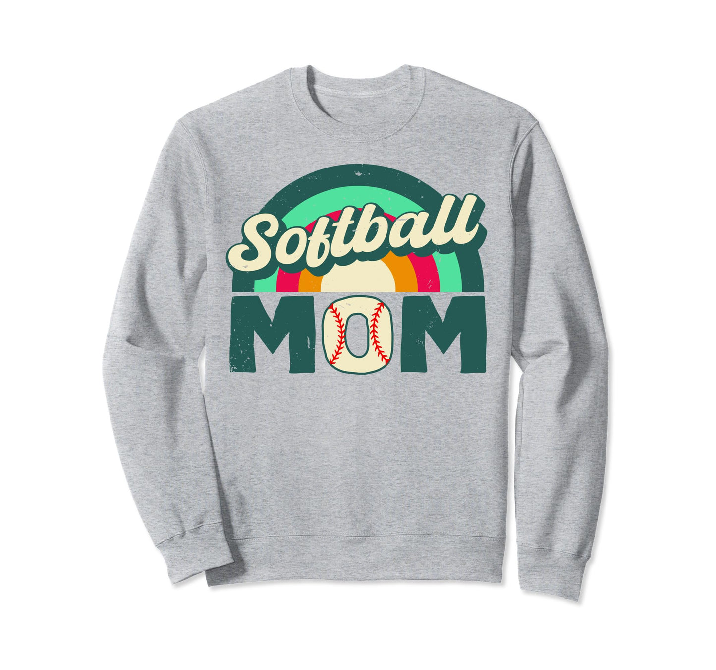 Softball Mom Rainbow Game Day Funny Sweatshirt - Unique Graphic Men Women - T-Shirt, Sweatshirt, Hoodie