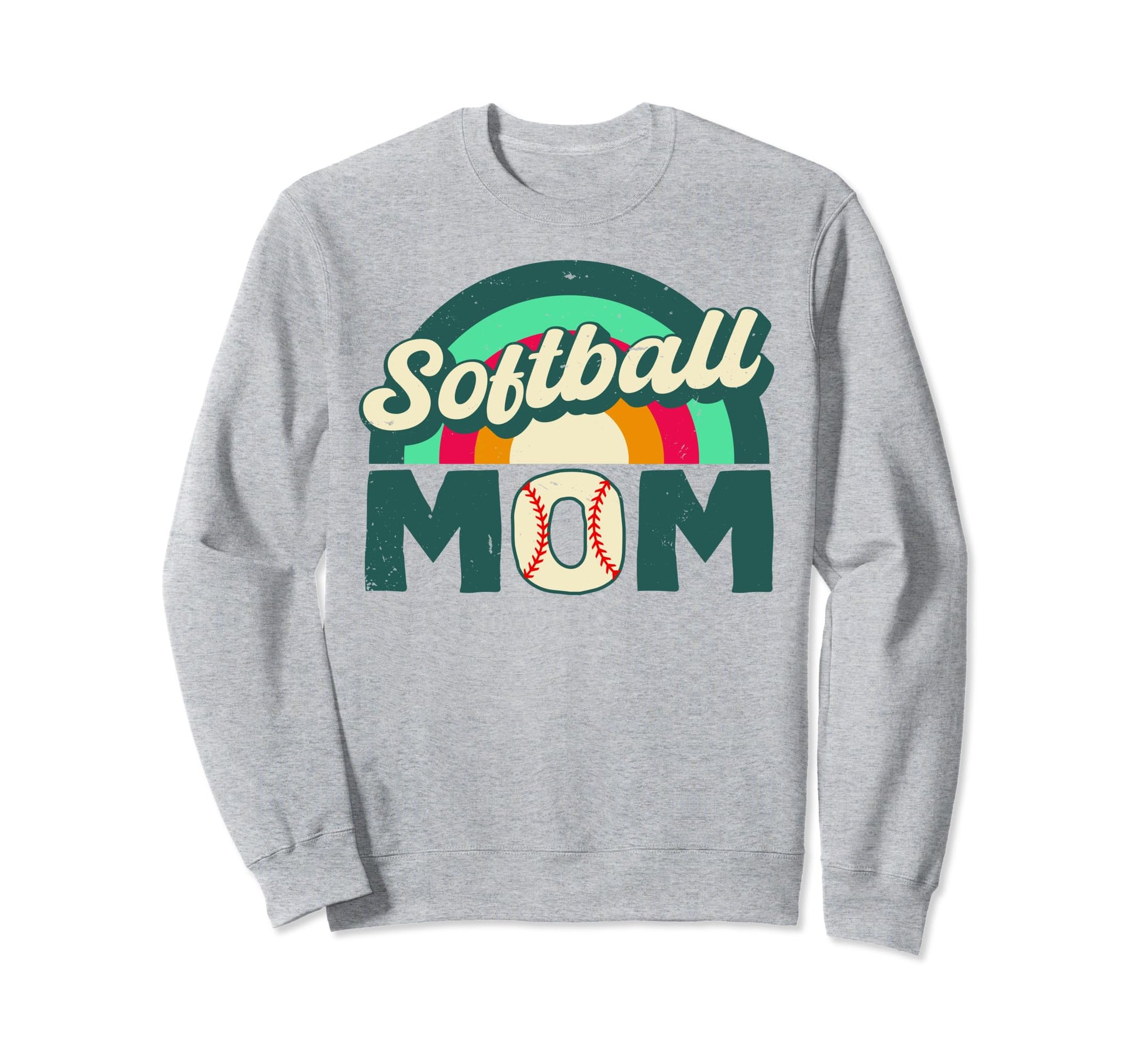 Softball Mom Rainbow Game Day Funny Sweatshirt - Unique Graphic Men Women - T-Shirt, Sweatshirt, Hoodie