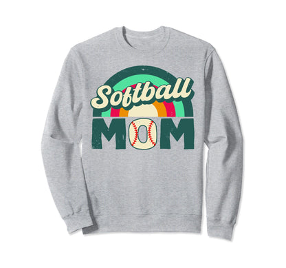 Softball Mom Rainbow Game Day Funny Sweatshirt - Unique Graphic Men Women - T-Shirt, Sweatshirt, Hoodie