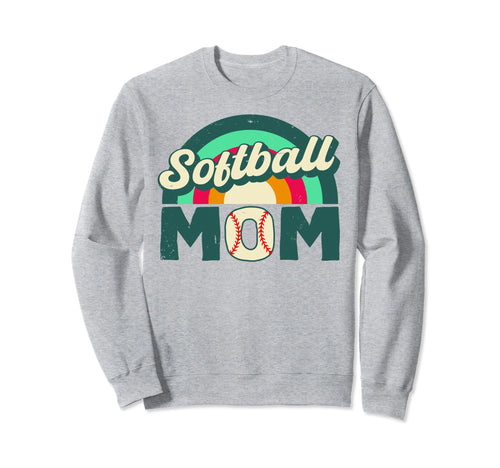 Softball Mom Rainbow Game Day Funny Sweatshirt - Unique Graphic Men Women - T-Shirt, Sweatshirt, Hoodie
