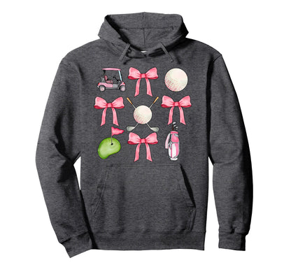 Golf Coquette Bow Golf Ball Mom Game Hoodie - Aesthetic Graphic for Adults - T-Shirt, Sweatshirt, Hoodie