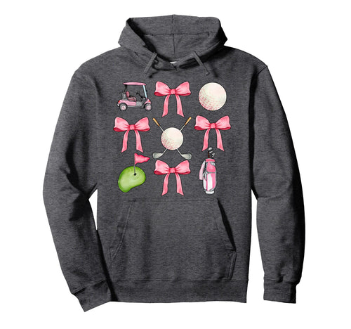 Golf Coquette Bow Golf Ball Mom Game Hoodie - Aesthetic Graphic for Adults - T-Shirt, Sweatshirt, Hoodie