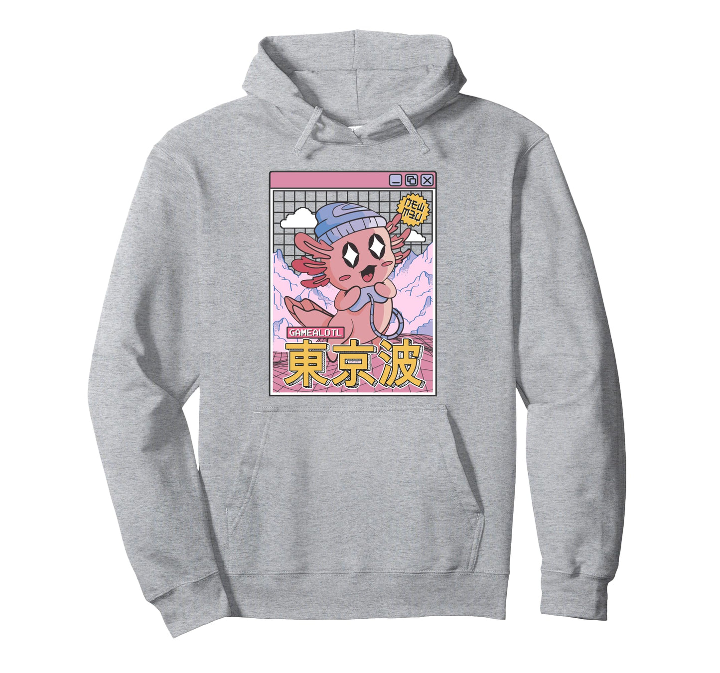 Happy Axolotl Gaming Vaporwave Hoodie - Casual Everyday Wear for Adults - T-Shirt, Sweatshirt, Hoodie