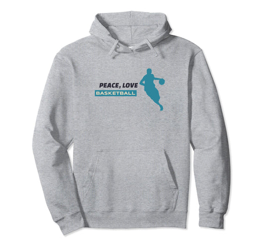 Peace Love Basketball Fans Basketball Hoodie - Aesthetic Graphic Men Women - T-Shirt, Sweatshirt, Hoodie