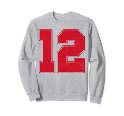 12 Outline Number 12 Varsity Fan Sweatshirt - Minimalist Print Men Women - T-Shirt, Sweatshirt, Hoodie