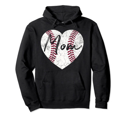 Softball Baseball T Ball Heart Mom Hoodie - Aesthetic Graphic Unisex - T-Shirt, Sweatshirt, Hoodie