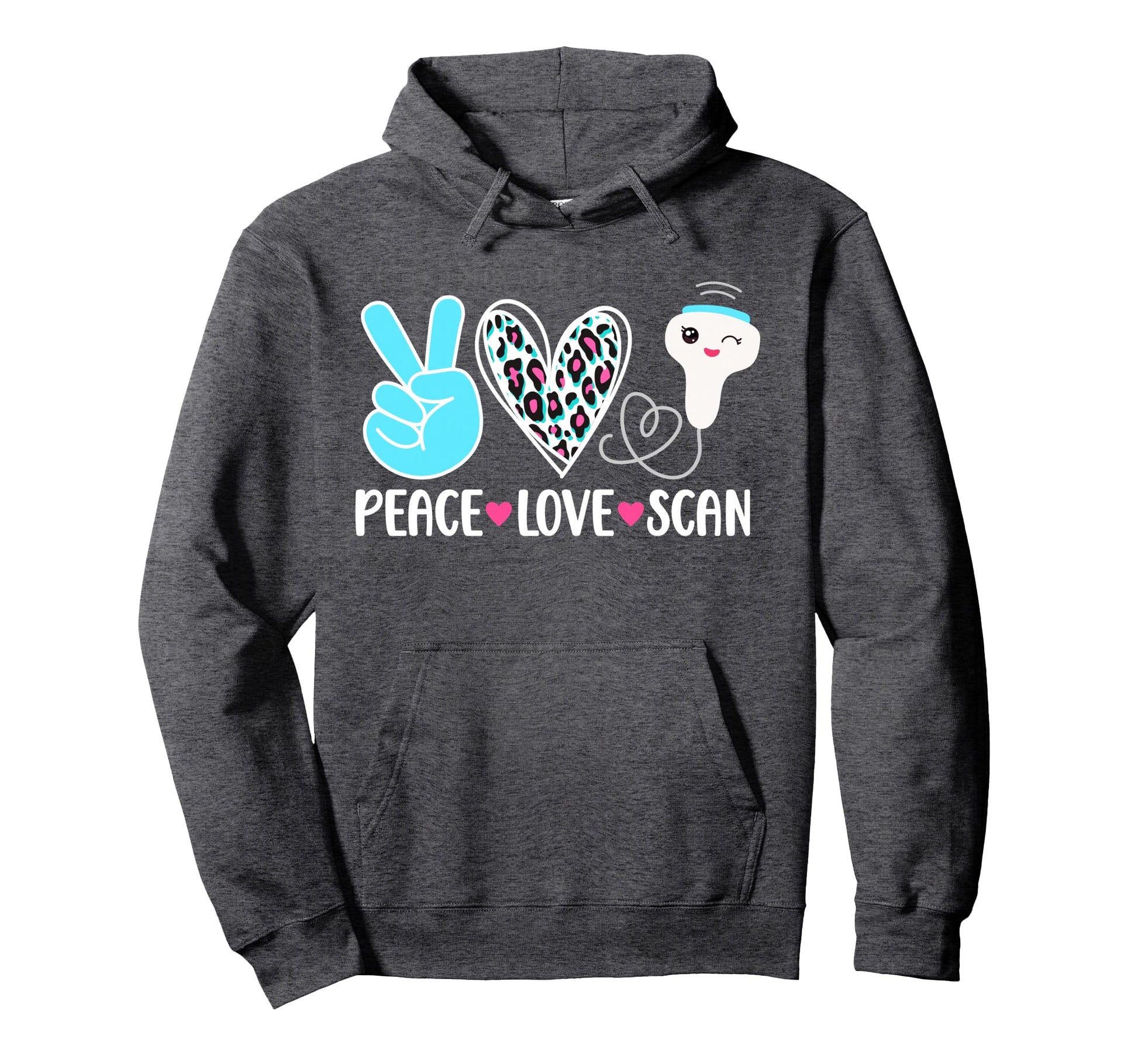 Peace Love Scan Ultrasound Tech Hoodie - Custom Art Print for Adults - T-Shirt, Sweatshirt, Hoodie