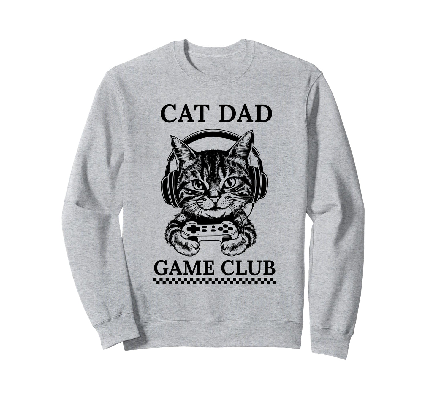 Cat Dad Gamer Club Funny Gaming Sweatshirt - Custom Art Print for Adults - T-Shirt, Sweatshirt, Hoodie