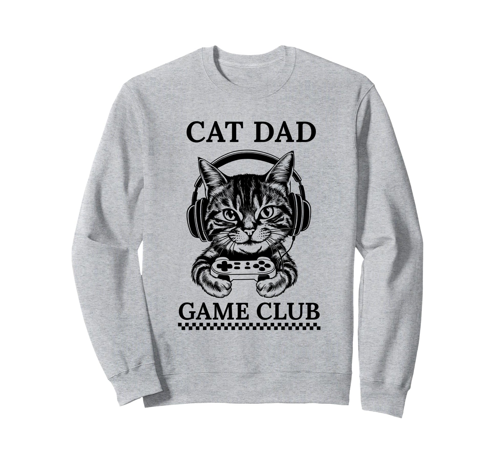 Cat Dad Gamer Club Funny Gaming Sweatshirt - Custom Art Print for Adults - T-Shirt, Sweatshirt, Hoodie