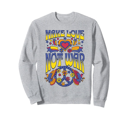 Groovy Make Love Not War Peace Sweatshirt - Minimalist Print Men Women - T-Shirt, Sweatshirt, Hoodie