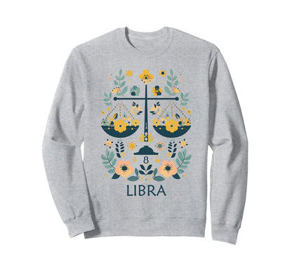 Libra Zodiac Sign Boho Floral Sweatshirt - Novelty Apparel Men Women - T-Shirt, Sweatshirt, Hoodie