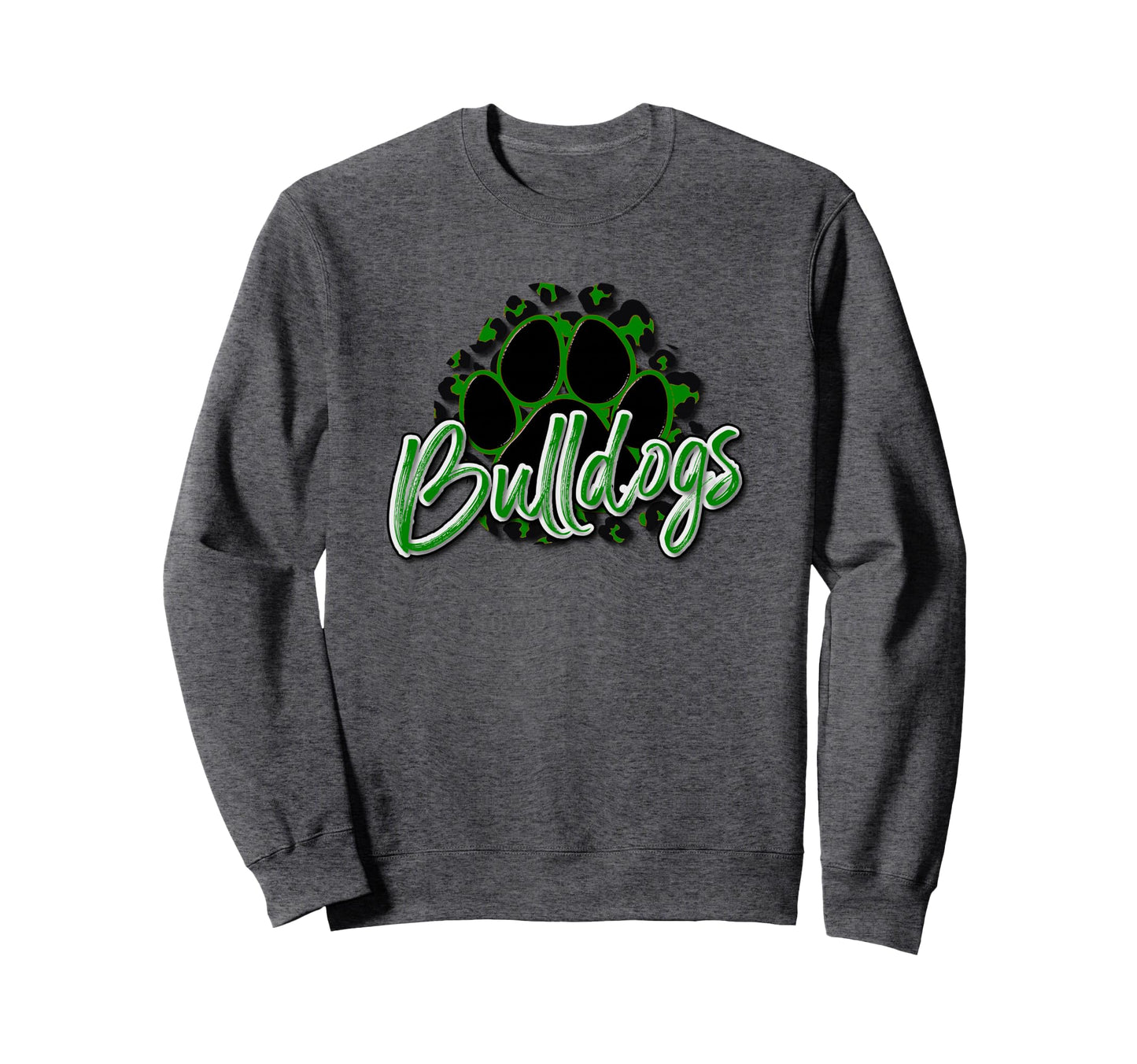 Bulldogs Green Black Cheetah School Sweatshirt - Aesthetic Graphic Unisex - T-Shirt, Sweatshirt, Hoodie