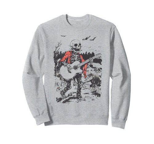 Dancing Skeleton Playing Guitar Boho Sweatshirt - Novelty Apparel Unisex - T-Shirt, Sweatshirt, Hoodie