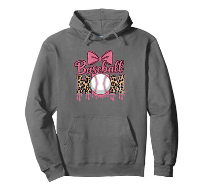 Baseball Mom Baseball Drip Coquette Bow Hoodie - Novelty Apparel Unisex - T-Shirt, Sweatshirt, Hoodie