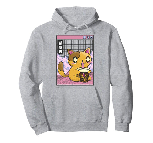 Cat Drinking Bubble Tea Boba Japan Hoodie - Unique Graphic for Adults - T-Shirt, Sweatshirt, Hoodie
