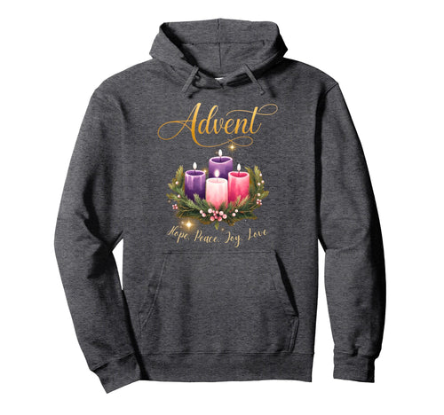 Advent Wreath Candle Hope Peace Joy Love Hoodie - Graphic Print for Adults - T-Shirt, Sweatshirt, Hoodie