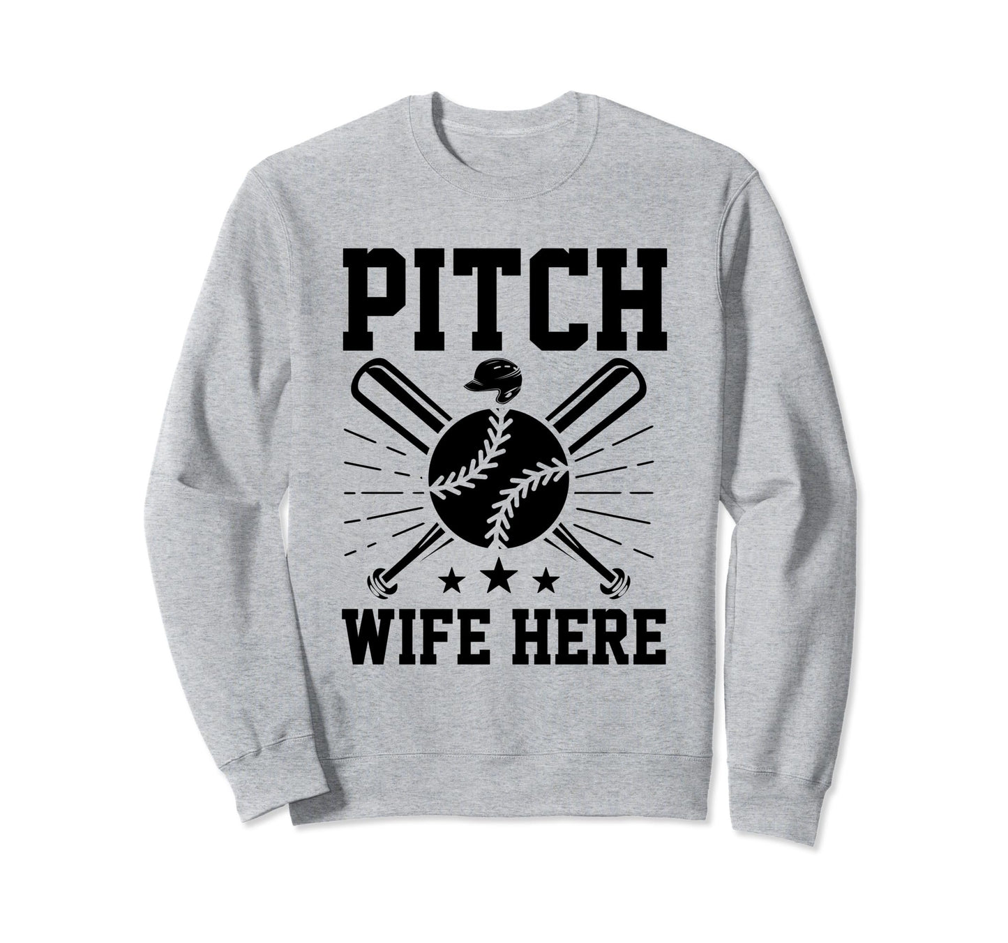 Pitch Wife Here Baseball Player Coach Sweatshirt - Minimalist Print Unisex - T-Shirt, Sweatshirt, Hoodie