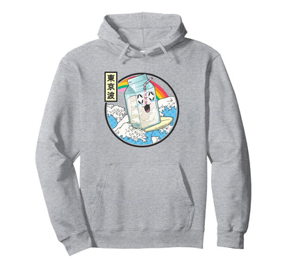 Surfing Milk Carton Japanese Waves Hoodie - Streetwear Style Unisex - T-Shirt, Sweatshirt, Hoodie