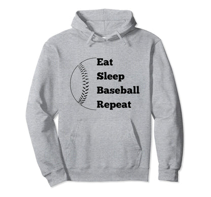 Eat Sleep Baseball Repeat Hoodie - Custom Art Print for Adults - T-Shirt, Sweatshirt, Hoodie