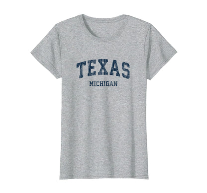 Texas Michigan Mi Varsity Sports Navy T-Shirt - Novelty Apparel for Adults - T-Shirt, Sweatshirt, Hoodie