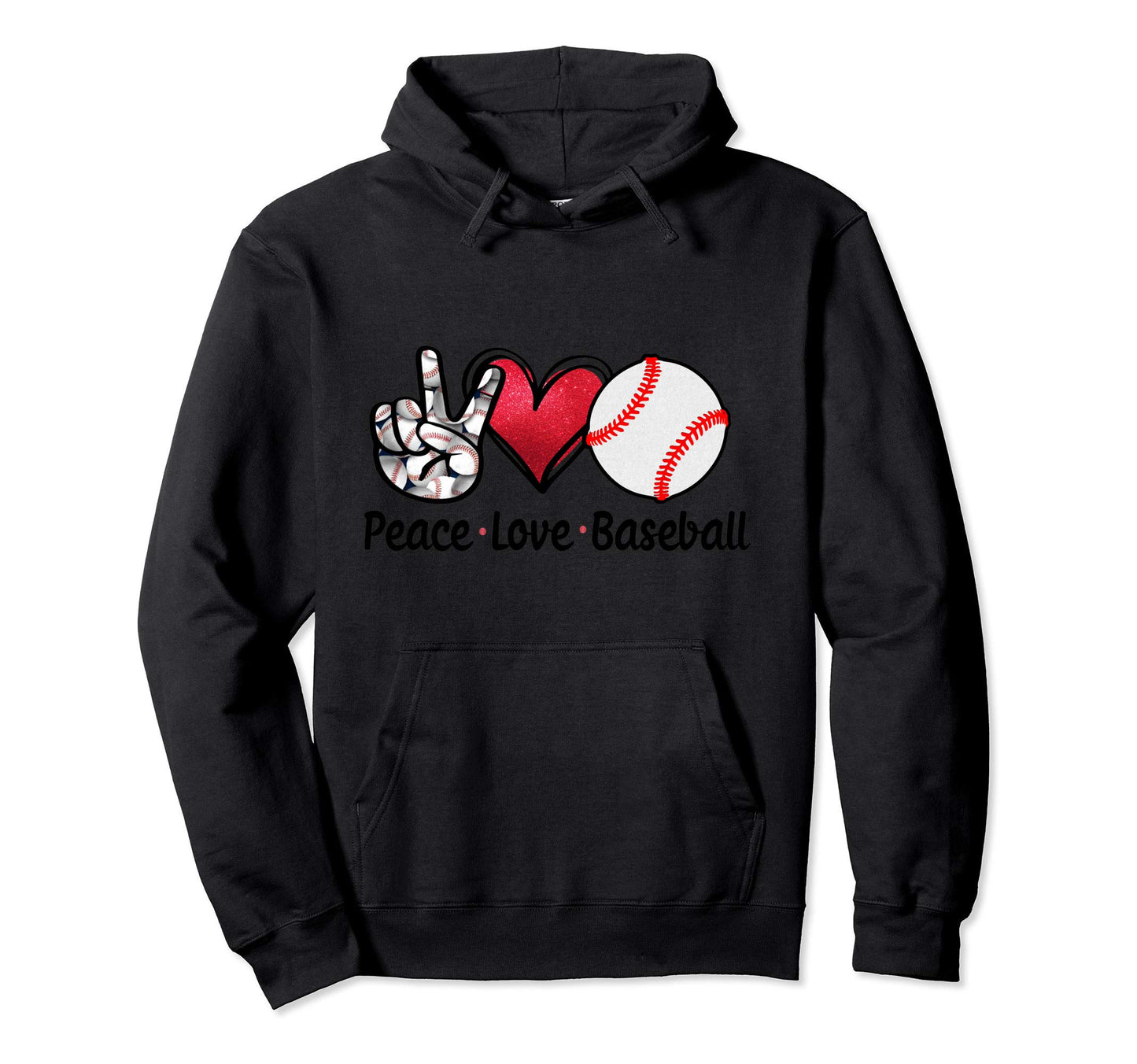 Peace Love Baseball Hoodie - Trendy Graphic Unisex - T-Shirt, Sweatshirt, Hoodie