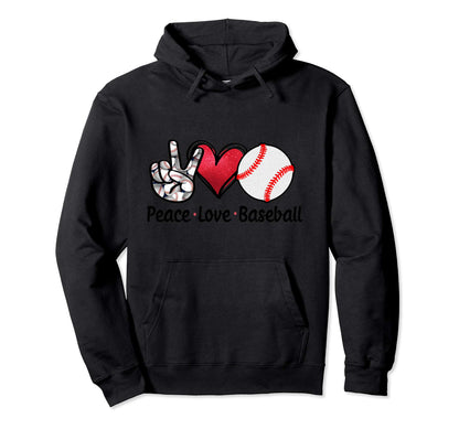 Peace Love Baseball Hoodie - Trendy Graphic Unisex - T-Shirt, Sweatshirt, Hoodie