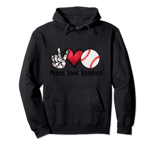 Peace Love Baseball Hoodie - Trendy Graphic Unisex - T-Shirt, Sweatshirt, Hoodie