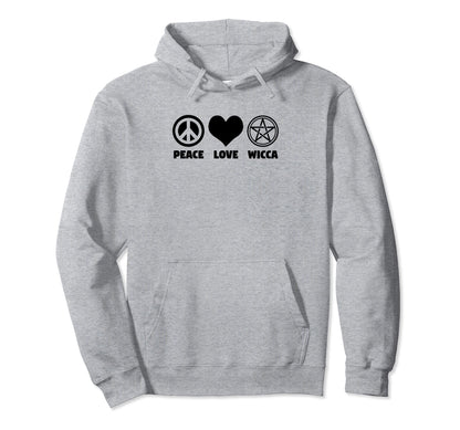 Witch Wiccan Funny Peace Love Wicca Hoodie - Novelty Apparel Men Women - T-Shirt, Sweatshirt, Hoodie