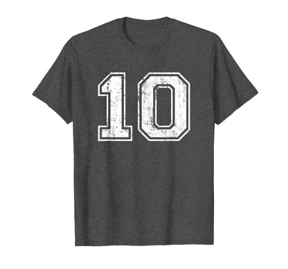 Number 10 Ten Varsity Distressed T-Shirt - Custom Art Print for Adults - T-Shirt, Sweatshirt, Hoodie