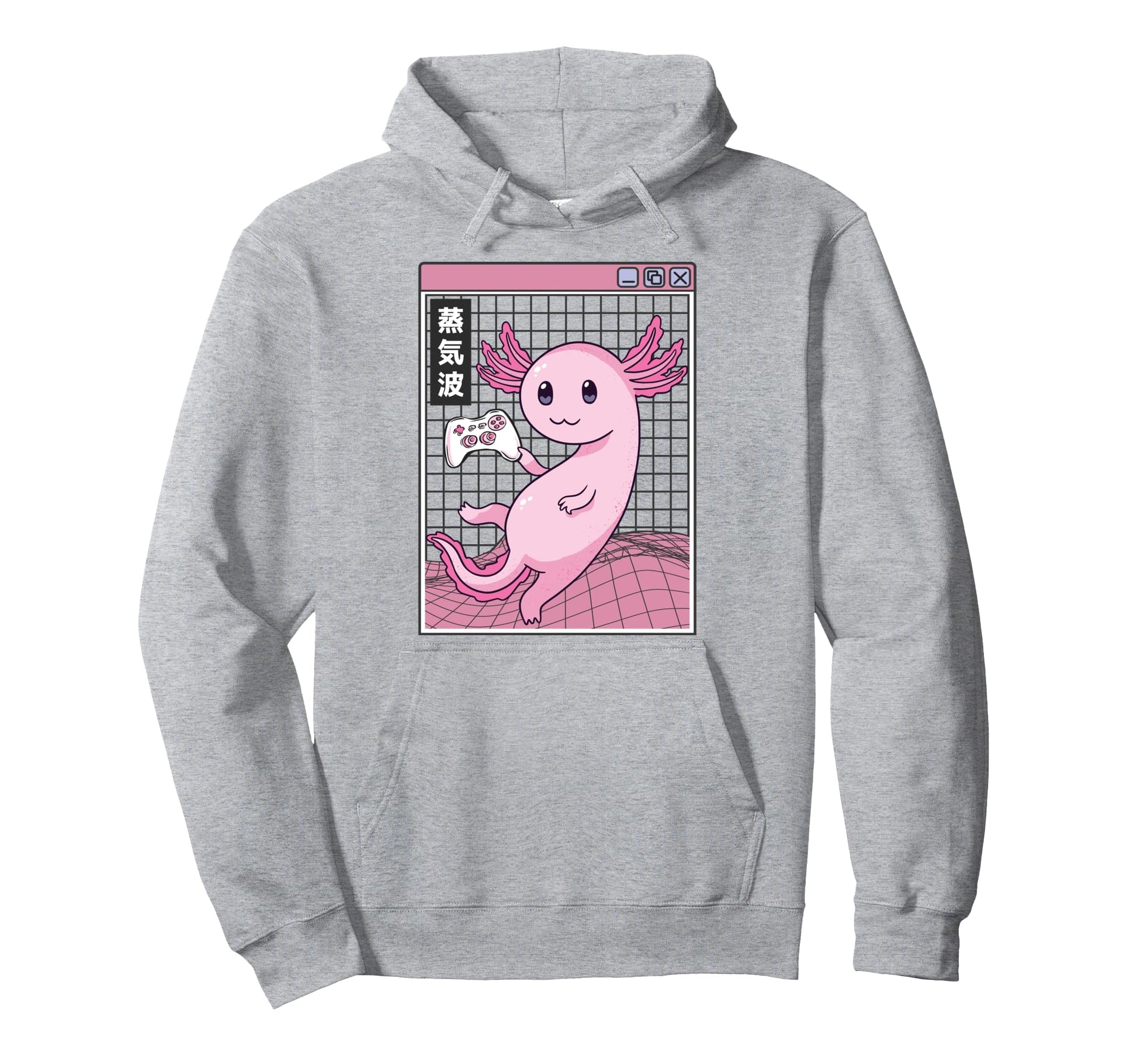 Gaming Axolotl Digital Japan 80S Otaku Anime Hoodie - Graphic Print Unisex - T-Shirt, Sweatshirt, Hoodie