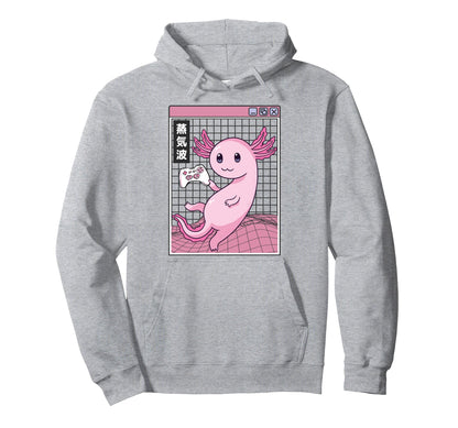 Gaming Axolotl Digital Japan 80S Otaku Anime Hoodie - Graphic Print Unisex - T-Shirt, Sweatshirt, Hoodie