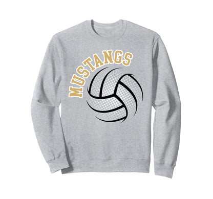 Mustangs Volleyball Mom Game Day Gold Sweatshirt - Minimalist Print Unisex - T-Shirt, Sweatshirt, Hoodie