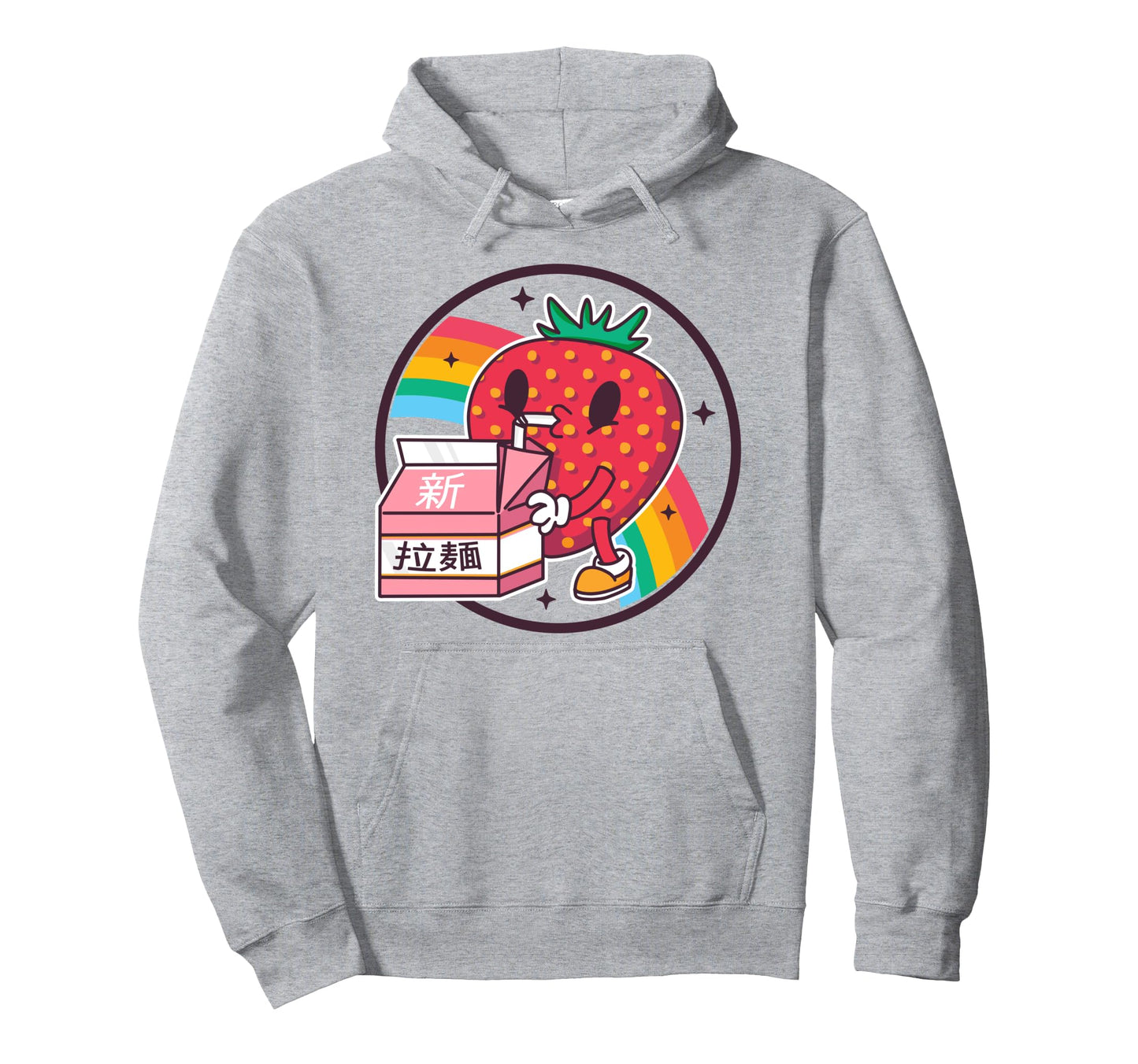 Strawberry Milk Carton Kawaii Rainbow Hoodie - Novelty Apparel for Adults - T-Shirt, Sweatshirt, Hoodie