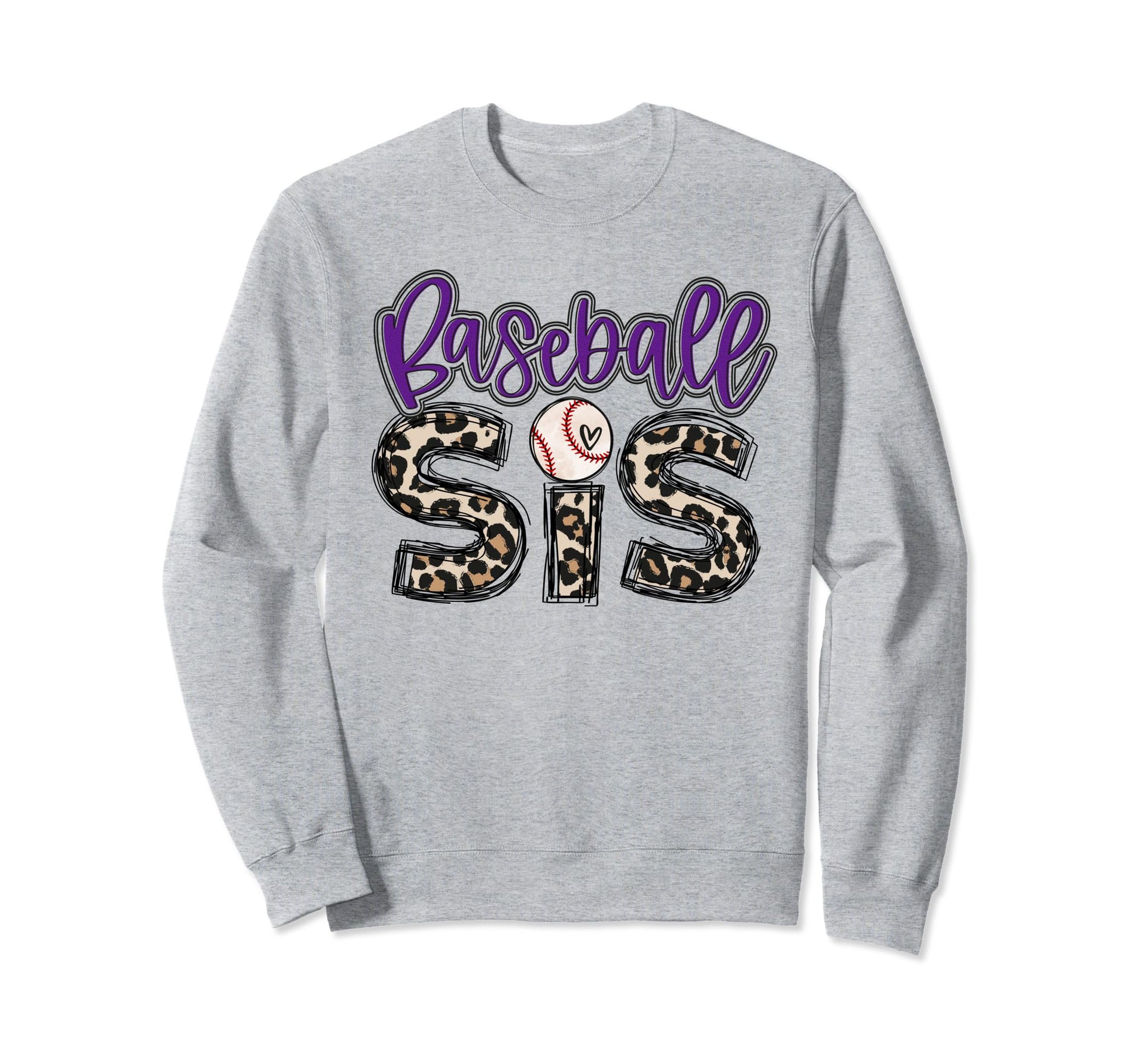 Baseball Sister Leopart Baseball Sis Sweatshirt - Graphic Print for Adults - T-Shirt, Sweatshirt, Hoodie