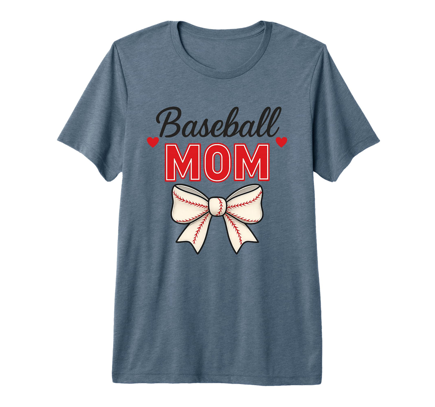 Baseball Mom Red Stitch Coquette Bow T-Shirt - Minimalist Print Unisex - T-Shirt, Sweatshirt, Hoodie