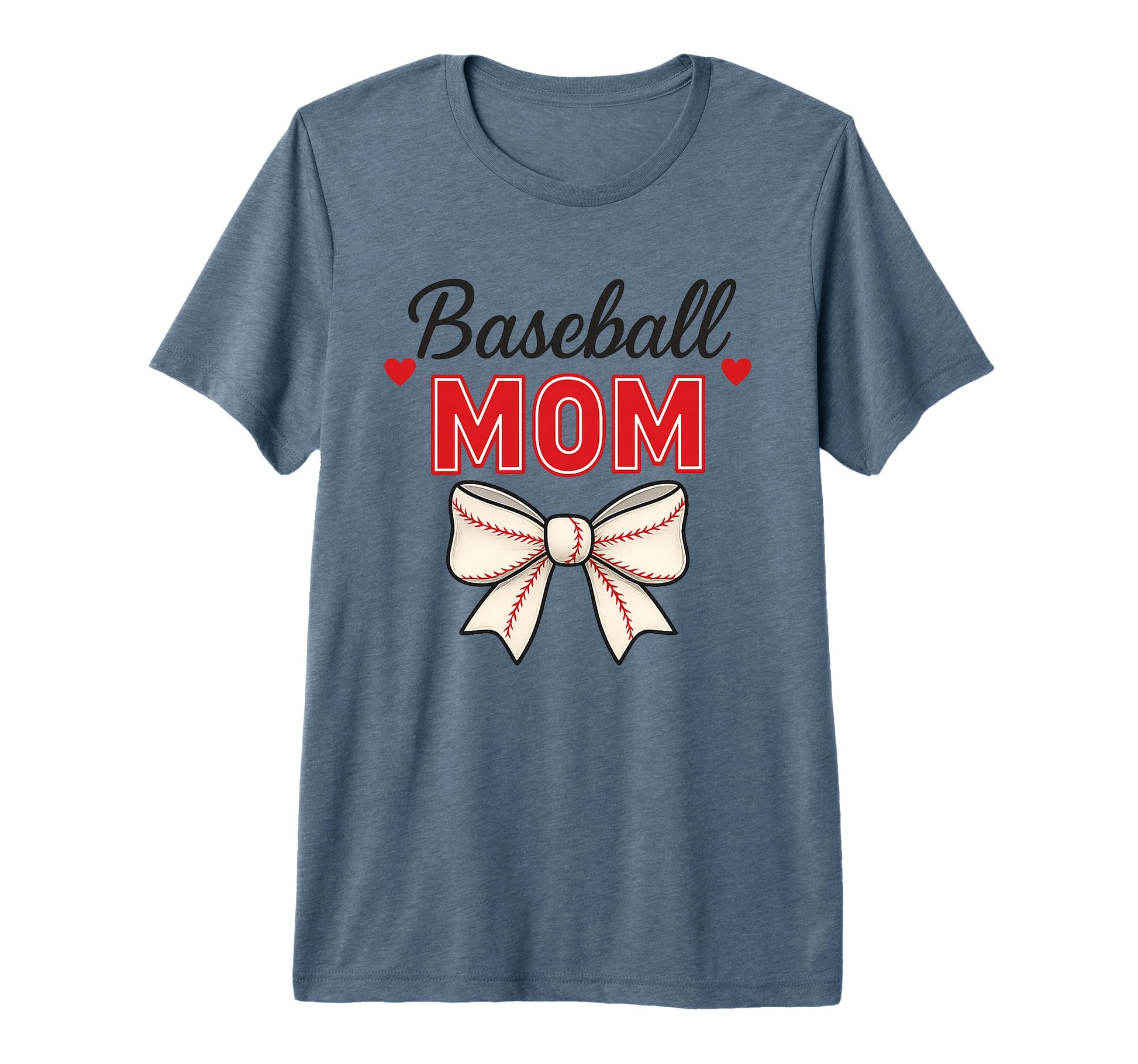 Baseball Mom Red Stitch Coquette Bow T-Shirt - Minimalist Print Unisex - T-Shirt, Sweatshirt, Hoodie