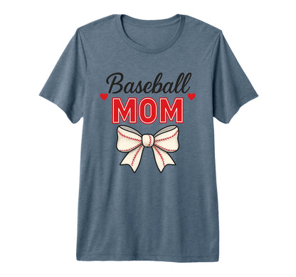 Baseball Mom Red Stitch Coquette Bow T-Shirt - Minimalist Print Unisex - T-Shirt, Sweatshirt, Hoodie