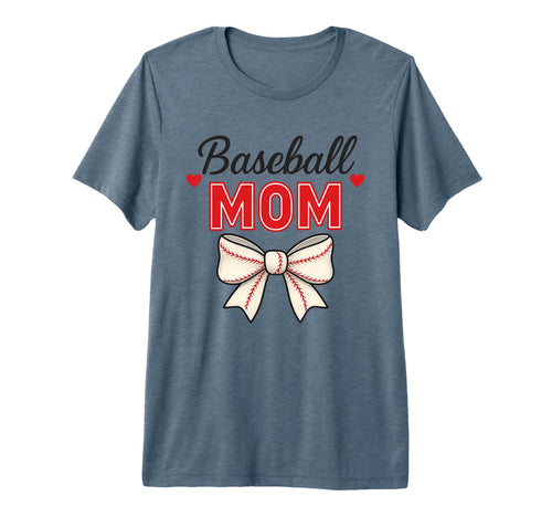Baseball Mom Red Stitch Coquette Bow T-Shirt - Minimalist Print Unisex - T-Shirt, Sweatshirt, Hoodie