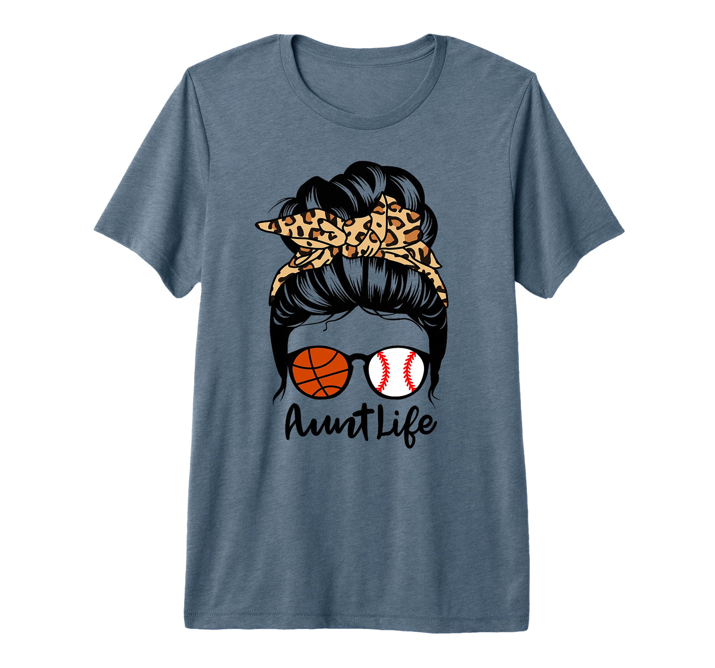 Aunt Life Messy Bun Hair Funny Baseball T-Shirt - Graphic Print Men Women - T-Shirt, Sweatshirt, Hoodie