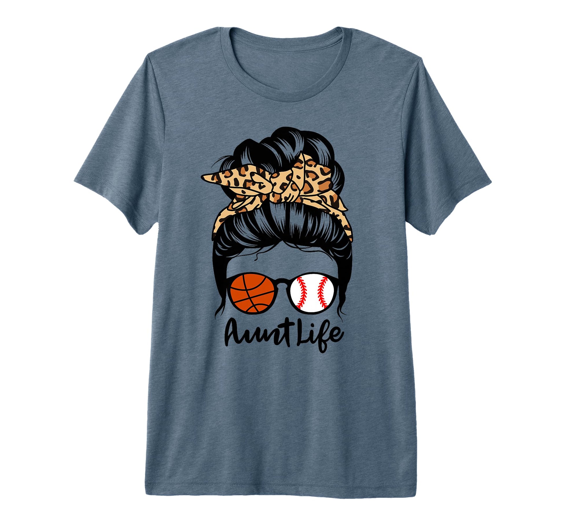 Aunt Life Messy Bun Hair Funny Baseball T-Shirt - Graphic Print Men Women - T-Shirt, Sweatshirt, Hoodie