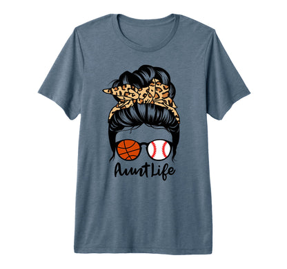 Aunt Life Messy Bun Hair Funny Baseball T-Shirt - Graphic Print Men Women - T-Shirt, Sweatshirt, Hoodie