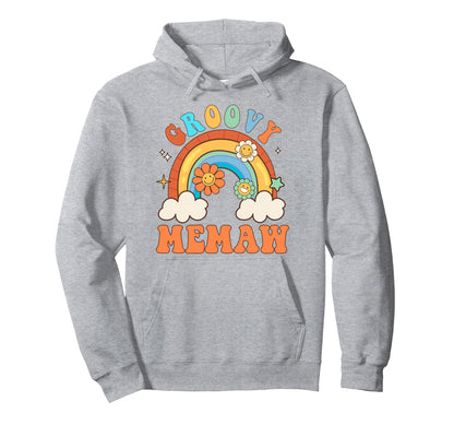 Groovy Memaw Flower Rainbow Hoodie - Aesthetic Graphic for Adults - T-Shirt, Sweatshirt, Hoodie