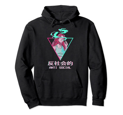 Antisocial Japanese Otaku Anime Hoodie - Unique Graphic for Adults - T-Shirt, Sweatshirt, Hoodie