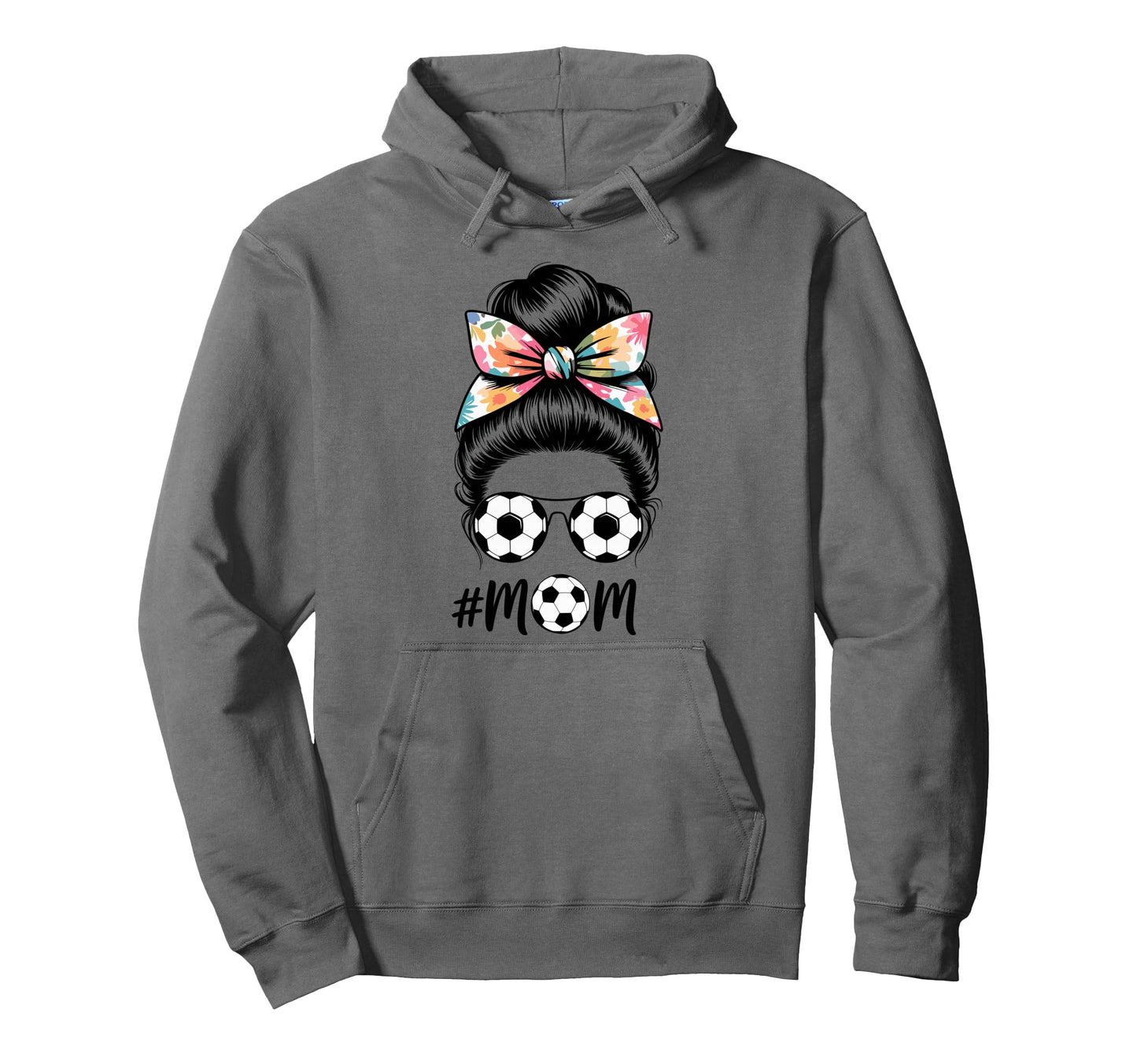 Messy Bun Bandana Soccer Mom Soccer Hoodie - Novelty Apparel Unisex - T-Shirt, Sweatshirt, Hoodie