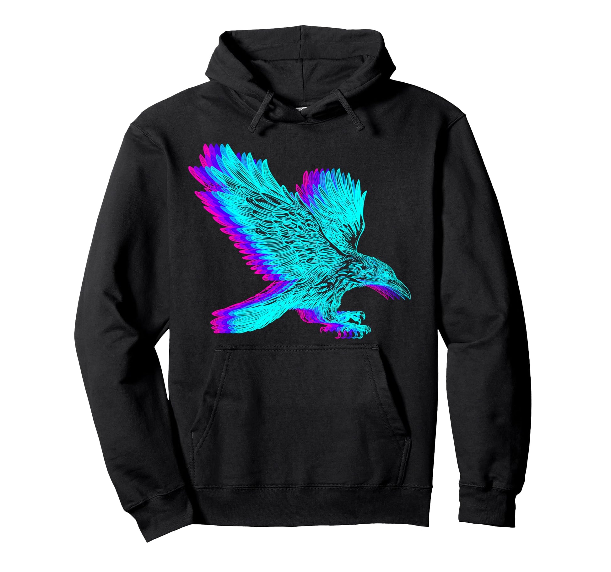 Crow Raven Bird Vaporwave Hoodie - Fun Novelty Design Unisex - T-Shirt, Sweatshirt, Hoodie