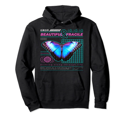 Vaporwave Butterfly Japanese Otaku Hoodie - Streetwear Style Men Women - T-Shirt, Sweatshirt, Hoodie