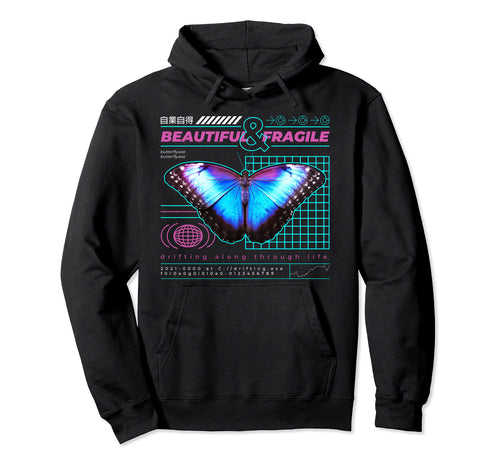 Vaporwave Butterfly Japanese Otaku Hoodie - Streetwear Style Men Women - T-Shirt, Sweatshirt, Hoodie