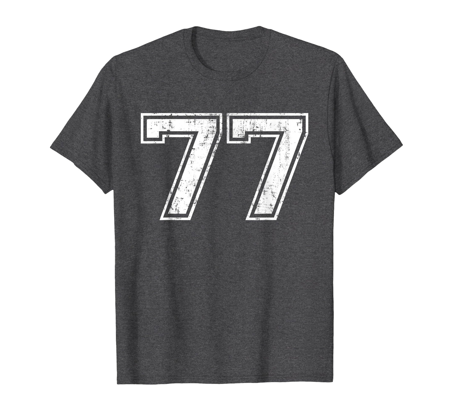 Number 77 Varsity Distressed Sports T-Shirt - Aesthetic Graphic Men Women - T-Shirt, Sweatshirt, Hoodie